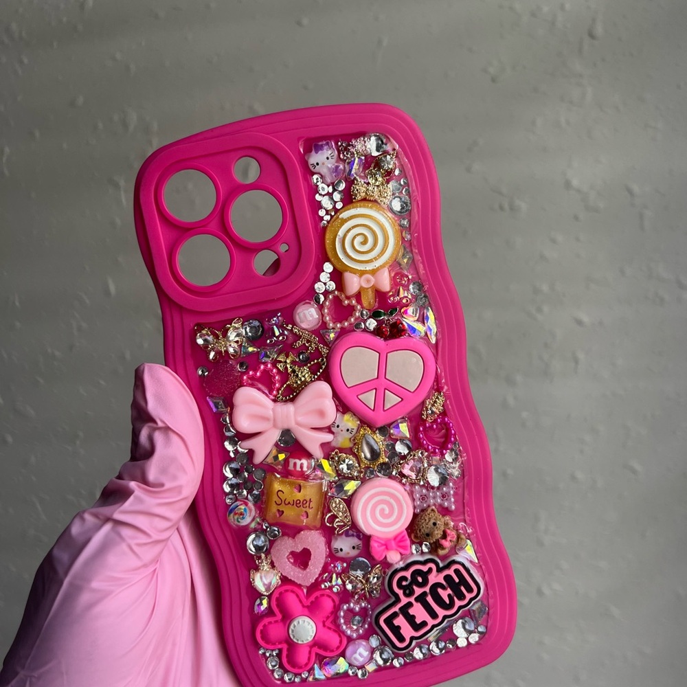 Vibrant Pink Embellished Phone Case